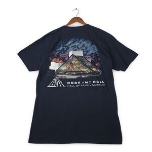 Rock and Roll Hall of Fame T-Shirt Mens L Navy Cleveland Museum Graphic Alstyle